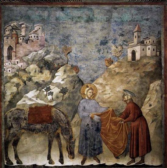 GIOTTO di Bondone St Francis Giving his Mantle to a Poor Man oil painting picture